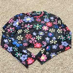 Mesh floral cropped top